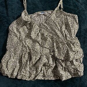 Old Navy Olive Green Floral Ruffle Cami